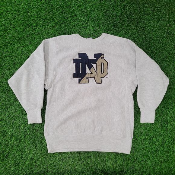 Vintage Champion Reverse Weave Notre-Dame Sweatshirt L/XL 22x27 Heavyweight - Picture 1 of 14